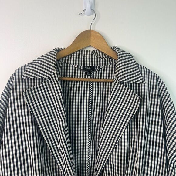 Talbots Woman 3X Gingham Check Jacket Black White Belted Wrap Lightweight Plus - Picture 2 of 12